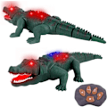 Miniatyrbillede 3 af 6: Fjernbetjening Kontrol Alligator Med LED Lys Gående Brølende Lyd Elektrisk Krokodille RC Legetøj