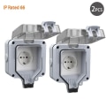 Miniatyrbilde 10 av 10: IP66 Værbestandig Støpsel Socket Vanntett Utendørs Vegg Strøm Stikkontakt 16A Dobbel EU Standard Elektrisk Uttak