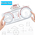 Miniatyrbillede 2 af 6: Multi funktionel 360 ° bevægelig geometrisk tegning lineal