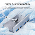 Miniatyrbilde 6 av 6: Data overføring hub aluminium 4 porter USB 3.0 klipp hub