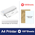 Miniatyrbillede 9 af 9: Blækfri bærbar A4 termisk printer dokument udskrivning maskine papir rulle