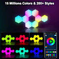 Miniatyrbillede 5 af 8: 8 stykker RGB LED Hexagon Lys Bluetooth Indendørs Væg Lys APP Fjernbetjening Kontrol Nat Lys