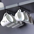 Miniatyrbild 2 av 6: 6 krok kaffe kopp mugg hållare svart vit krokar hylla multifunktion kök skåp diverse arrangör förvaring hängare