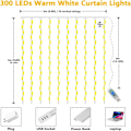 Miniatyrbillede 7 af 8: 3M LED Gardin String Lys Fe Dekoration USB Ferie Garland Lampe 8 Mode