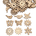 Miniatyrbild 4 av 7: Naturligt Trä Chips Fjäril Blommor Trä Gör-det-själv Hantverk Jul Träd Hängande Ornament