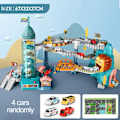 Miniatyrbilde 8 av 9: Elektrisk Rail Bil Dinosaur Bygning Parkeringsplass Eventyr Racing Rail Bil Leker