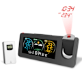 Miniatyrbild 1 av 6: Väder station termometer elektronisk projektion väder prognos temperatur och fuktighet digital alarm klocka