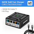 Miniatyrbilde 8 av 8: 260W GaN lader Digital Display Desktop USB Type C lader