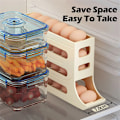 Miniatyrbild 4 av 7: Automatisk rullning Ägg ställ hållare förvaring box ägg korg mat behållare ägg fodral hållare kylskåp förvaring arrangör