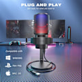 Miniatyrbillede 4 af 5: USB mikrofon til optagelse og streaming på pc og Mac,Headphone output og touch-mute knap