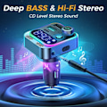 Miniatyrbilde 2 av 6: Bluetooth 5.3 FM sender for bil sterkere dobbel mikrofoner dyp bass lyd