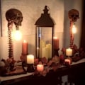 Miniatyrbillede 2 af 5: Halloween Skulle Skelet Lampe Rædsel 3D Statue Bord Lampe Kreativt Fest Ornament