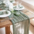 Miniatyrbild 6 av 6: Gasbind Bord Löpare Rustikt Bröllop Bord Dekor Boho Bröllop Reception Jul Bord Löpare