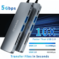 Miniatyrbild 6 av 7: USB C Hub med 2 USB 3.0 SD/TF/Micro SD Card Reader 4K HDMI 100W