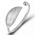 Miniatyrbild 1 av 5: 925 Sterling Silver Kvinna Manschett Armband Öppet Löv Format Justerbar Charm Bangle