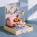 Miniatyrbild 5 av 8: Barn Trä Miniatyr Dockhus Kit Present Leksaker Rumslåda Docka Hus Möbler Låda Teater Leksak