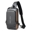 Miniatyrbillede 7 af 8: Multifunktion Patent Læder Bryst Taske Mænd Vandtæt Mænd Crossbody Taske