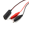 Pikkukuva 3 / 6: Punainen ja musta 50cm johto alligaattori testi liitin USB naaras liitin virta sovitin syöttö