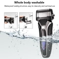 Miniatyrbillede 4 af 8: USB genopladelig elektrisk barbermaskine rustfrit stål barbering maskine til mænd 3D tredobbelt flydende blad barberkniv