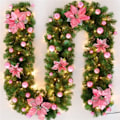Miniatyrbilde 9 av 9: LED Blomster Garland Krans For Dører Hengende Jule Ornamenter Kunstig Xmas Tre Jule Dekorasjon