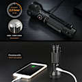 Miniatyrbild 2 av 7: LED Ficklampa 21700 USB C 3A SFT40 2100lm 680M Kast Uppladdningsbar Kraftfull Reverse Laddning Fickla Utomhus