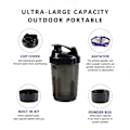 Miniatyrbild 2 av 4: 3 lager Shaker Protein Flaska Pulver Shake Kopp Vatten Flaska Plast Mixing Kopp Kropp Byggning Träning Flask shaker kopp