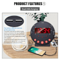 Miniatyrbillede 4 af 6: Super højt alarm ur med seng ryster stort LED display USB opladning port vibrerende alarm