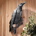 Miniatyrbilde 2 av 7: Falsk ravn harpiks statue fugl kråke skulptur utendørs kråker halloween dekor kreativt for hage