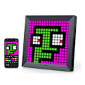 Miniatyrbild 1 av 7: Digital foto ram alarm klocka med pixel konst programmerbar LED display, neon ljus skylt