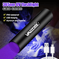 Miniatyrbillede 2 af 8: 3W Mini 365nm UV Lommelygte Ultraviolet Sortlys USB Genopladelig Lilla Linternas Tæppe Kæledyr Urin Detektor
