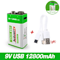 Miniatyrbillede 3 af 6: 9V Genopladeligt Batteri 12800mAh 6F22 Mikro USB 9v Li-ion Lithium Batterier til Multimeter Mikrofon Legetøj