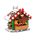 Miniatyrbillede 4 af 8: Vinter Gade Udsigt Jul Grillning Stand Bygning Klods sæt Varmedrikke Stands Tuk-Tuk Kaffe Brick Børne Legetøj