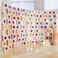 Miniatyrbild 5 av 7: Trä leksak ädelstenar block regnbåge stapling byggnad block leksaker naturligt trä block