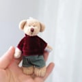 Miniatyrbillede 4 af 5: Mini bamse bjørn blød plys legetøj taske vedhæng udstoppet tegneserie dyr nøgle tilbehør