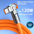 Miniatyrbillede 2 af 8: 120W 7A Hurtig Opladning USB Type C Kabel 180 Grader Rotation Albue Kabel