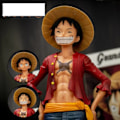 Miniatyrbillede 3 af 7: One Piece Anime Figur Confident Smiley Luffy Three Form Face Changing Doll Action Figurine Model Legetøj
