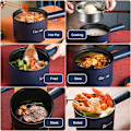 Miniatyrbillede 2 af 6: Mini Elektrisk Komfur Multi-Function Alt-I-Én Krydde Dobbelt Layer Husholdning Nudle Komfur Non-Stick
