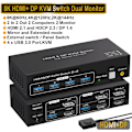 Miniatyrbillede 7 af 7: Dual Monitor DP KVM Switch 4K 120Hz 2x2 USB 3.0 HDMI KVM Switch 2 in 2 out