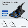 Miniatyrbillede 2 af 7: 3 I 1 Trådløs Oplader Stativ Pad Til iPhone 14 13 12 11 X Apple Watch 8 7 Airpods Foldbar 15W Telefon Hurtig Opladning Dock  Station
