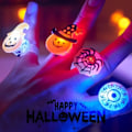 Pikkukuva 8 / 8: 50 osaa LED valaiseva halloween sormukset luova kurpitsa haamu kallo hohtava pimeässä sormi sormukset lelut