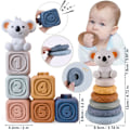 Miniatyrbilde 6 av 8: Baby Silicon Byggeklosser Montessori Leker for Babyer Squeeze Stabler & Teething Leker