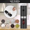 Miniatyrbilde 7 av 7: LED Høy Kvalitet Automatisk Drift Oppladbar Kvern Elektrisk Salt og Pepper kvern Sett med Lading Base