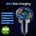 Miniatyrbillede 10 af 10: 4 porte USB bil oplader hurtig opladning PD hurtig opladning 3.0 USB C bil telefon oplader adapter