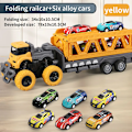 Miniatyrbild 7 av 8: Deformerbar skena bil  utmatning vikbar  stor lastbil leksaker för barn  container transportör lekset