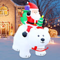 Miniatyrbild 3 av 7: Uppblåsbar Jultomte Ridning A Shaking Polar Bear Jul Dekoration Utomhus med Roterande LED