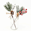 Miniatyrbilde 3 av 7: 5 stykker jul rød bær kunstig blomst furu kjegle gren jule tre pynt pynt