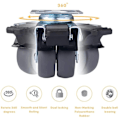 Miniatyrbilde 4 av 9: 4 STK Hjul Hjul 2 tommers Heavy Duty Swivel Mykt Gummi Ruller med brems