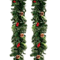 Miniatyrbild 7 av 8: Jul girlanger med kottar röda bär konstgjorda jul kransar för hem jul träd