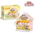 Miniatyrbillede 7 af 8: Creative Street View Izakaya Sakura Hus Model Bygning Klodse By Cherry Blossom Hut MOC Bricks