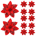 Miniatyrbilde 3 av 3: 5 stykker glitter rosa jul blomster jul tre kunstig blomster pynt god jul pynt